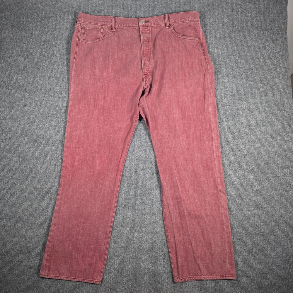 Levis 501 Original Fit White Oak Cone Denim Red Jeans Mens 44x32 Button Fly